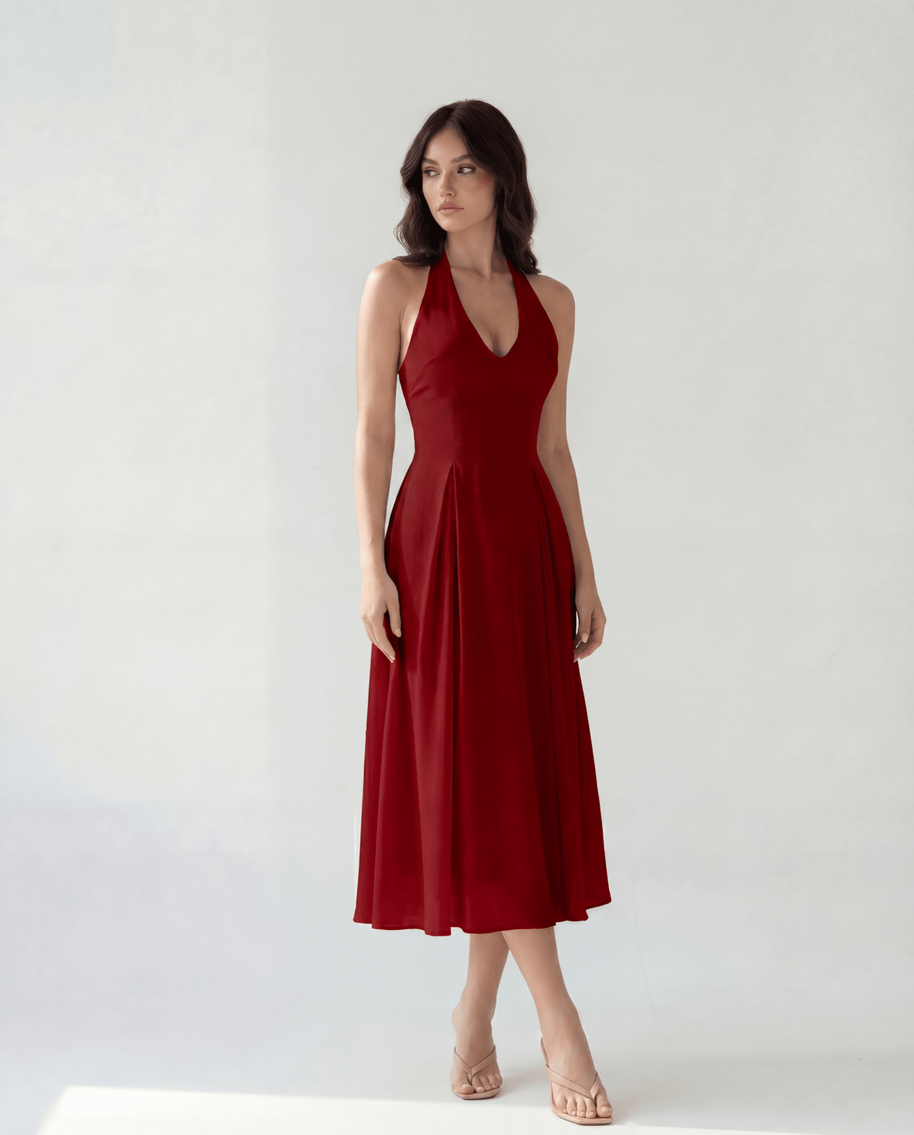 ISADORA HALTER MIDI DRESS / DEEP RED – Everieswim