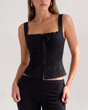 AURELIA SQUARE NECK TOP / BLACK