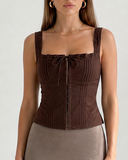 AURELIA SQUARE NECK TOP / BROWN