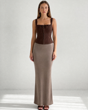 AURELIA SQUARE NECK TOP / BROWN