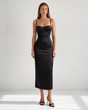 AURORA BUSTIER MIDI DRESS / BLACK