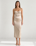 AURORA BUSTIER MIDI DRESS / CHAMPAGNE