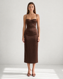 AURORA BUSTIER MIDI DRESS / BROWN