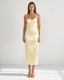 AURORA BUSTIER MIDI DRESS / PALE YELLOW