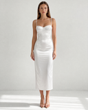 AURORA BUSTIER MIDI DRESS / WHITE