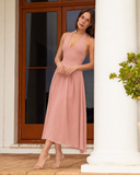 ISADORA HALTER MIDI DRESS / MAUVE