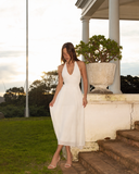 ISADORA HALTER MIDI DRESS / IVORY