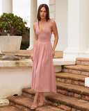 ISADORA HALTER MIDI DRESS / MAUVE