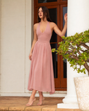 ISADORA HALTER MIDI DRESS / MAUVE