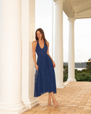 ISADORA HALTER MIDI DRESS / NAVY
