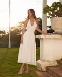 ISADORA HALTER MIDI DRESS / IVORY