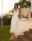 ISADORA HALTER MIDI DRESS / IVORY