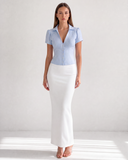 SABINE COLLARED STRUCTURED TOP / SKY