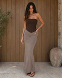 ROSALIE FITTED MAXI SKIRT / TAUPE