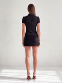 SABINE COLLARED STRUCTURED TOP / BLACK