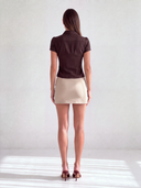 SABINE COLLARED STRUCTURED TOP / BROWN