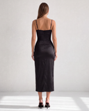 AURORA BUSTIER MIDI DRESS / BLACK