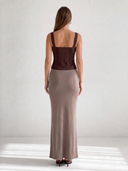 AURELIA SQUARE NECK TOP / BROWN