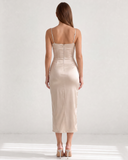 AURORA BUSTIER MIDI DRESS / CHAMPAGNE