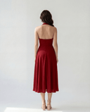 ISADORA HALTER MIDI DRESS / DEEP RED