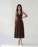 ISADORA HALTER MIDI DRESS / ESPRESSO