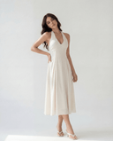 ISADORA HALTER MIDI DRESS / IVORY