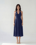 ISADORA HALTER MIDI DRESS / NAVY