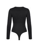 LONG SLEEVE V NECK BODY SUIT / BLACK