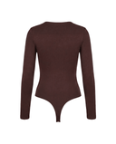 LONG SLEEVE V NECK BODY SUIT / ESPRESSO
