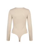 LONG SLEEVE V NECK BODY SUIT / SAND