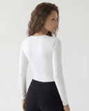 LONG SLEEVE V NECK BODY SUIT / WHITE
