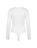 LONG SLEEVE V NECK BODY SUIT / WHITE