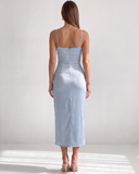 AURORA BUSTIER MIDI DRESS / PALE BLUE