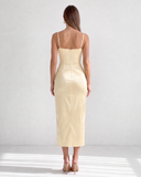 AURORA BUSTIER MIDI DRESS / PALE YELLOW