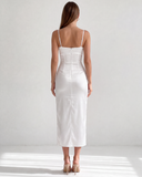 AURORA BUSTIER MIDI DRESS / WHITE